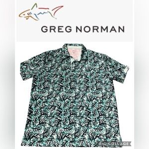 Greg Norman Collection Black and Green Polo Shirt